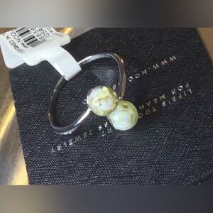 🤍🤍 NOGU Ivory .925 Sterling Silver Firefly Glass Infinity Helix Ring 🤍🤍